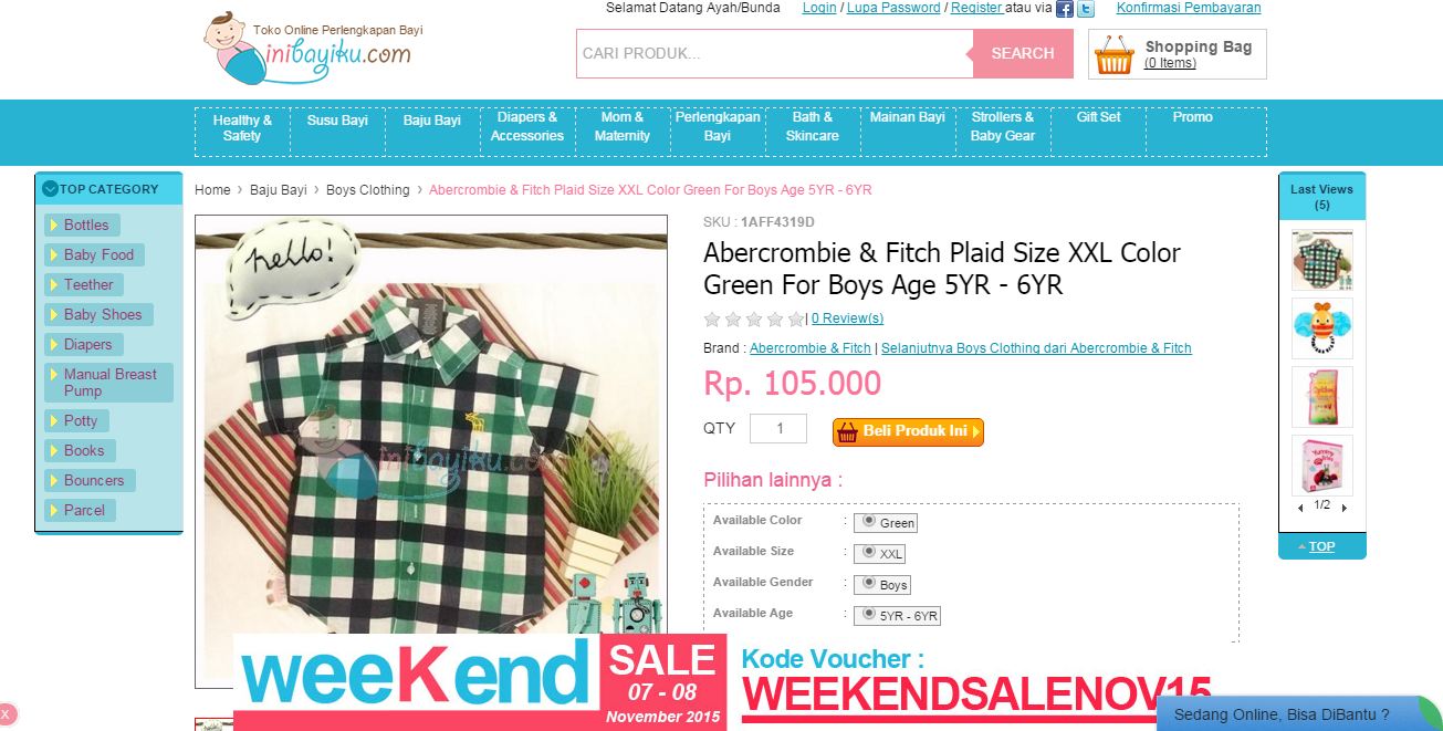 contoh tampilan produk inibayiku.com