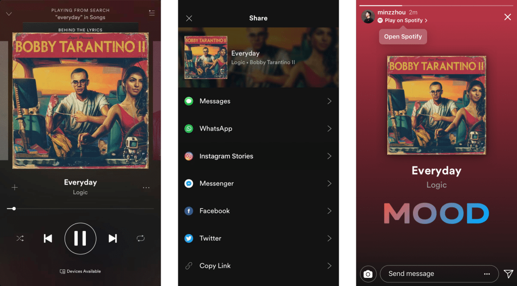 spotify instagram story