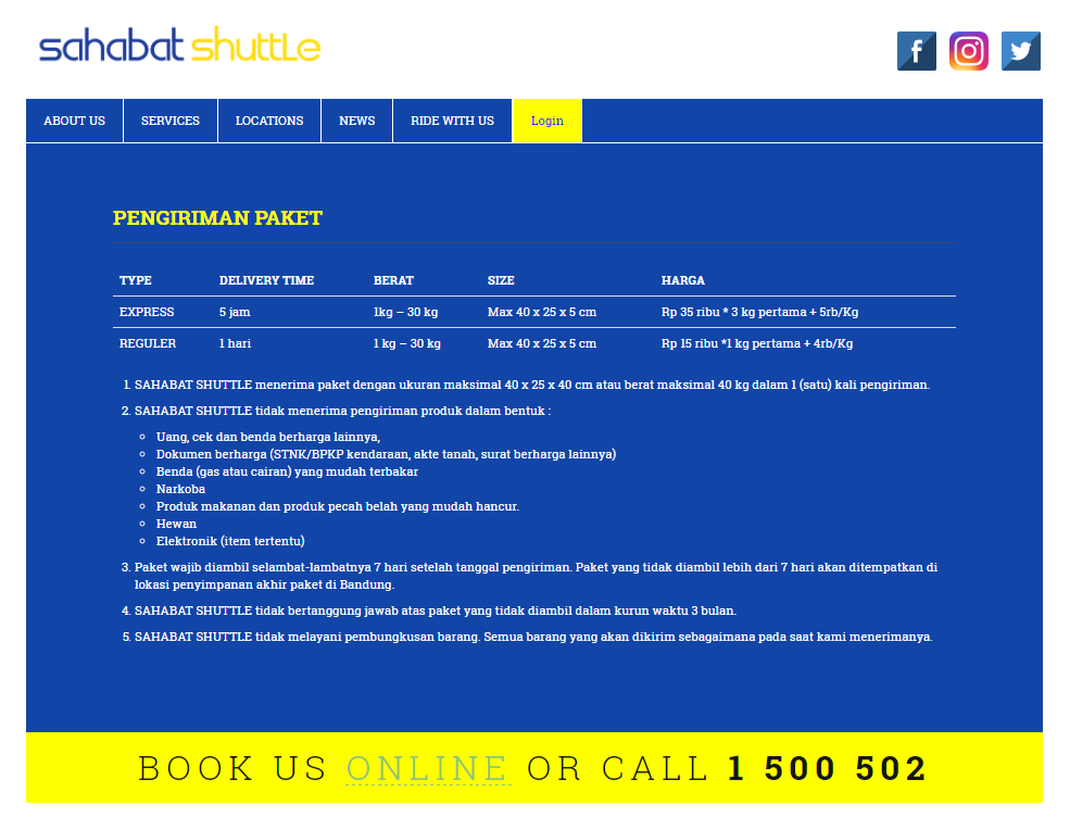 paket sahabat shuttle